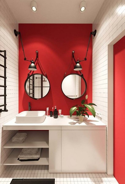 30 Fotos de Decoração de revestimento para banheiro vermelho incríveis