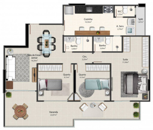 Imagem Apartamento com 3 Quartos à Venda, 101 m² em Itapuã - Vila Velha