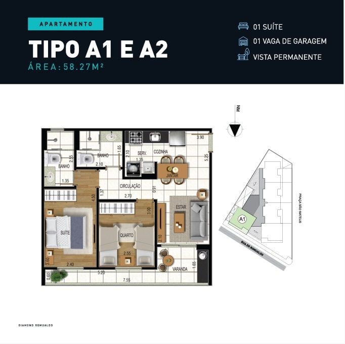Foto do imóvel: Apartamento com 2 Quartos à Venda, 54 m² em Granbery - Juiz de Fora