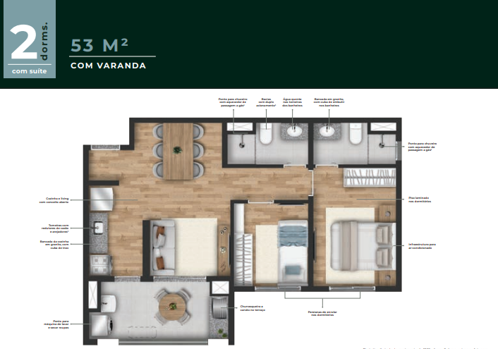 Apartamento com 2 Quartos à Venda, 52 m²em Santo Amaro - São Paulo