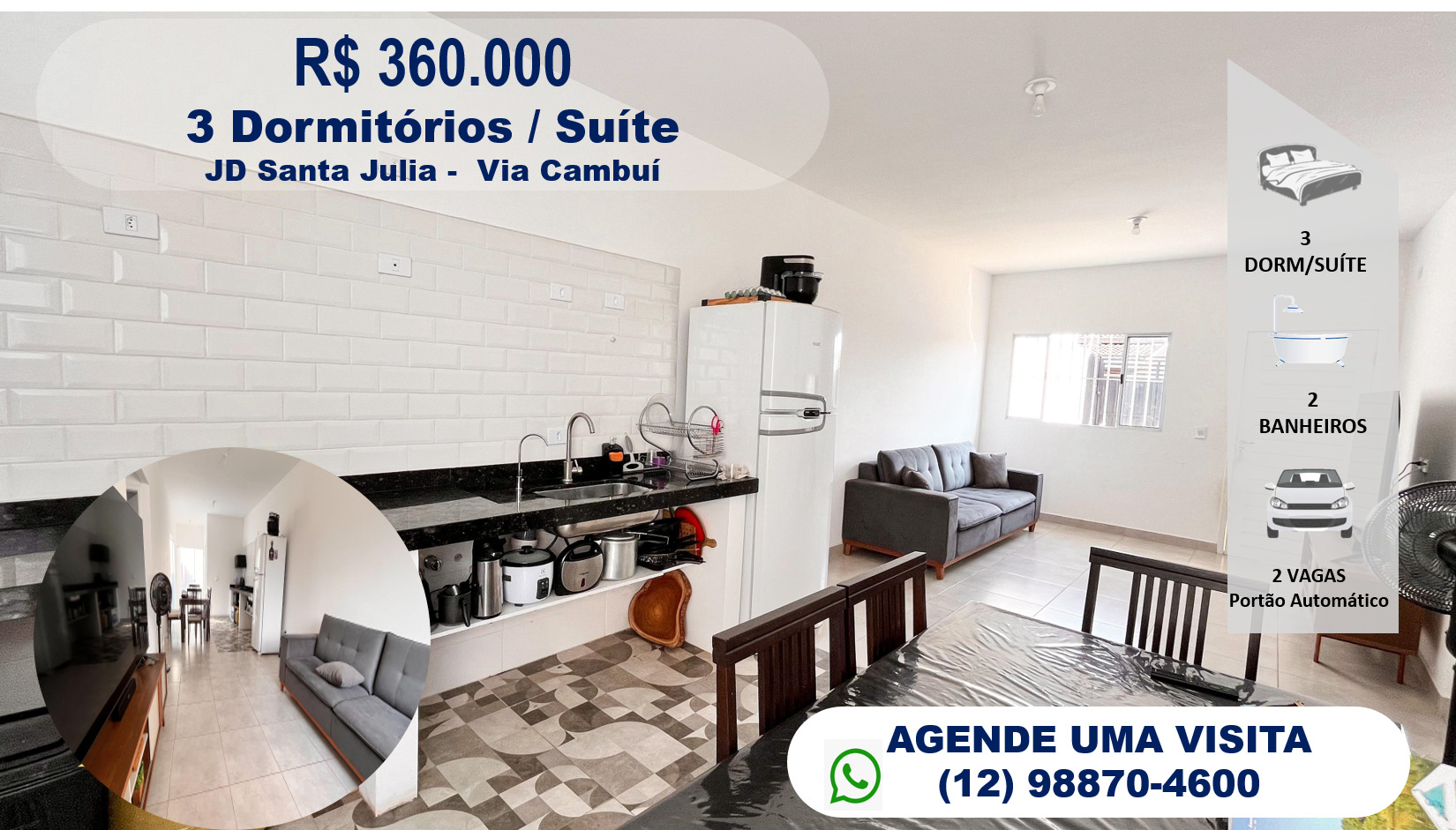 Imagem Casa com 3 Quartos à Venda, 135 m²em Jardim Santa Júlia - São José dos Campos