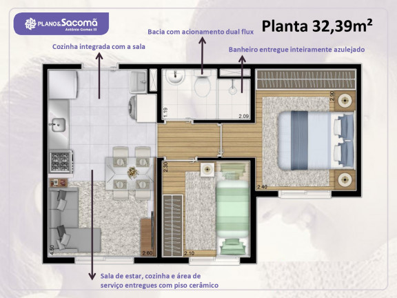 Apartamento com 2 Quartos à Venda, 32 m² em Parque Fongaro - São Paulo