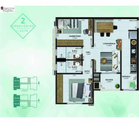 Imagem Apartamento com 2 Quartos à Venda, 65 m² em Presidente Vargas - Içara