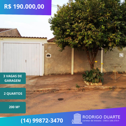 Imagem Casa com 2 Quartos à Venda, 112 m² em Conjunto Habitacional Engenheiro Otávio Rasi - Bauru