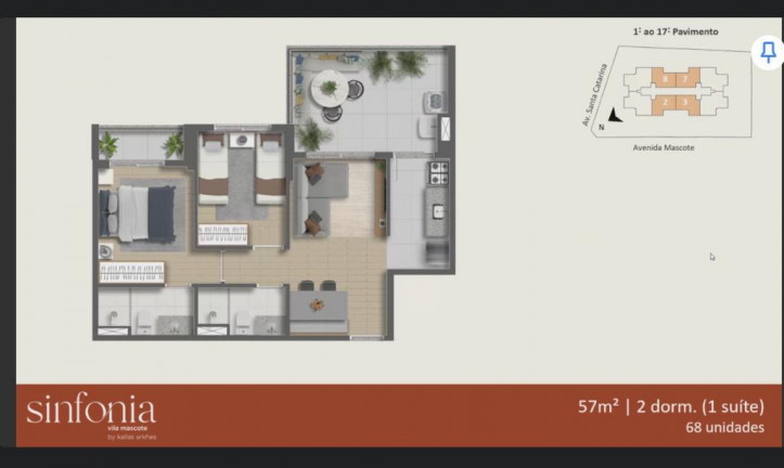Apartamento com 2 Quartos à Venda, 57 m² em Vila Mascote - São Paulo
