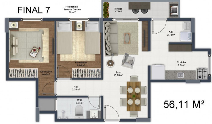 Imagem Apartamento com 2 Quartos à Venda, 56 m² em Mirim - Praia Grande