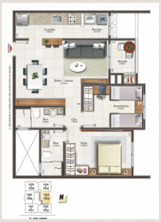 Imagem Apartamento com 2 Quartos à Venda, 64 m² em Centro - Criciúma