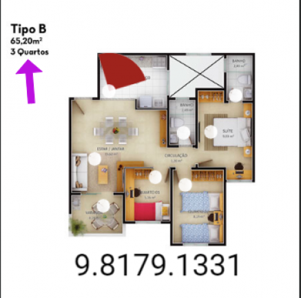 Apartamento com 3 Quartos à Venda, 66 m² em Messejana - Fortaleza