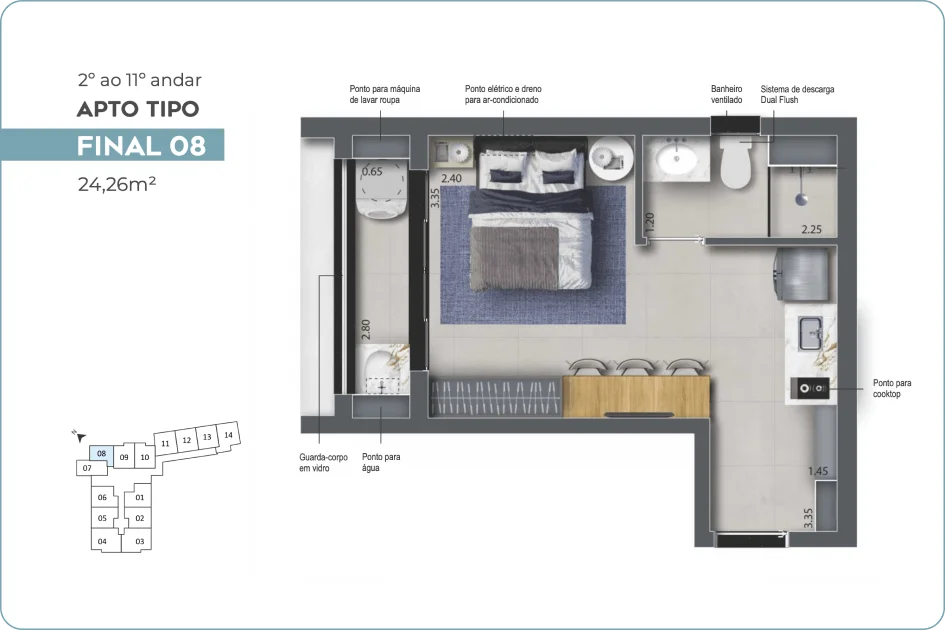 Apartamento com 1 Quarto à Venda ou Temporada, 30 m²em Vila da Saúde - São Paulo