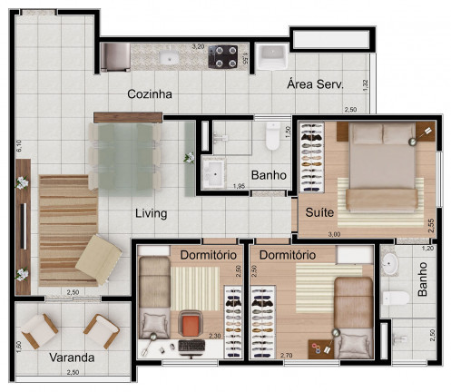 Imagem Apartamento com 3 Quartos à Venda, 66 m² em Chácara Antonieta - Limeira