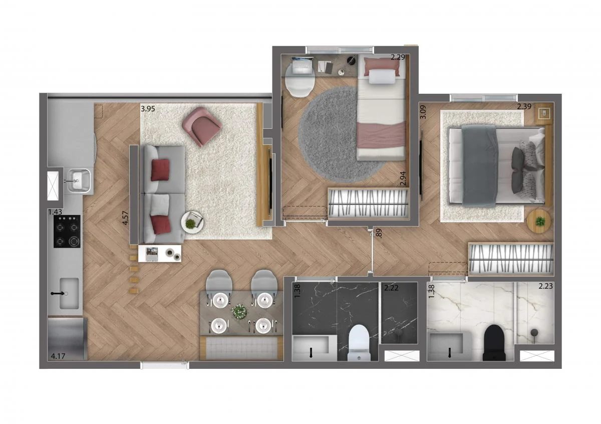 Imagem Apartamento com 2 Quartos à Venda, 46 m²em Maranhão - São Paulo