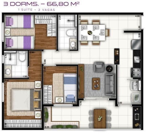 Imagem Apartamento com 3 Quartos à Venda, 67 m²em Centro - Diadema