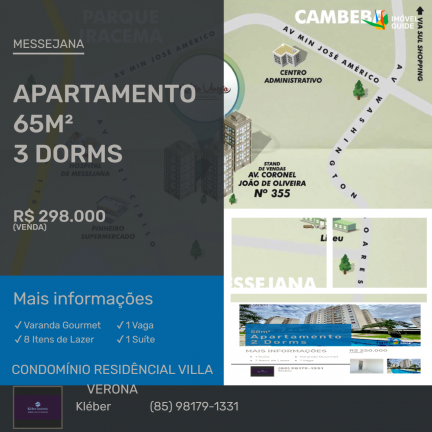Apartamento com 3 Quartos à Venda, 65 m² em Messejana - Fortaleza