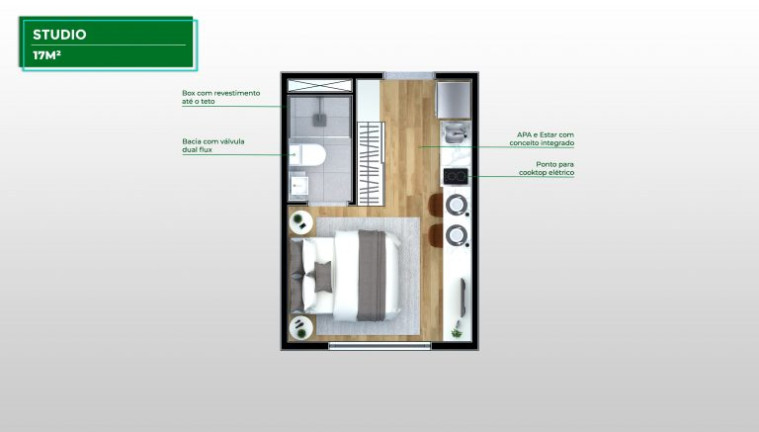 Imagem Apartamento com 1 Quarto à Venda, 17 m² em Vila Dom Pedro I - São Paulo