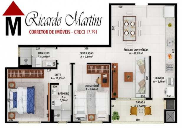 Imagem Apartamento com 3 Quartos à Venda, 92 m² em Santa Bárbara - Criciúma