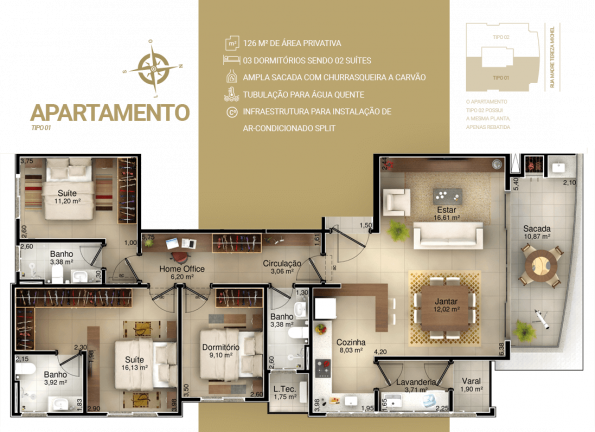 Imagem Apartamento com 3 Quartos à Venda ou Temporada, 152 m² em Michel - Criciúma