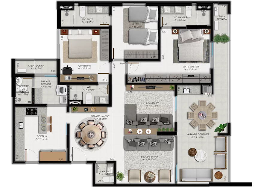 Imagem Apartamento com 3 Quartos à Venda, 123 m²em Ponta Negra - Manaus