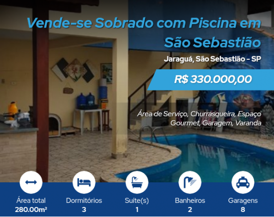 Imagem Sobrado com 3 Quartos à Venda, 280 m² em Jaraguá - São Sebastião