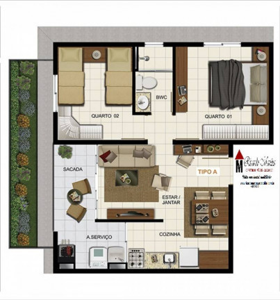 Imagem Apartamento com 2 Quartos à Venda, 56 m² em Cristo Rei - Içara