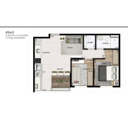 Imagem Apartamento com 2 Quartos à Venda, Locação ou Temporada, 45 m² em Centro - Diadema