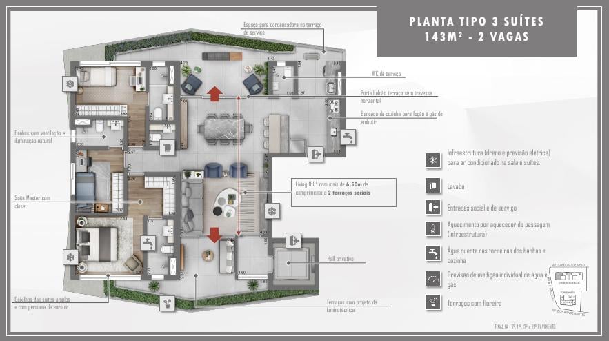 Foto do imóvel: Apartamento com 3 Quartos à Venda, 143 m² em Vila Olímpia - São Paulo