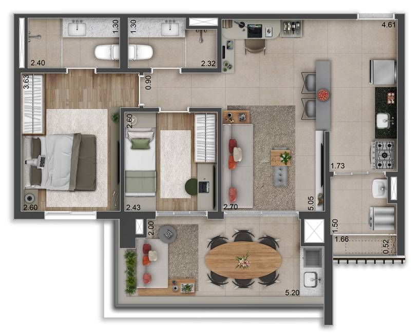 Apartamento com 2 Quartos à Venda, 69 m²em Vila Santa Catarina - São Paulo