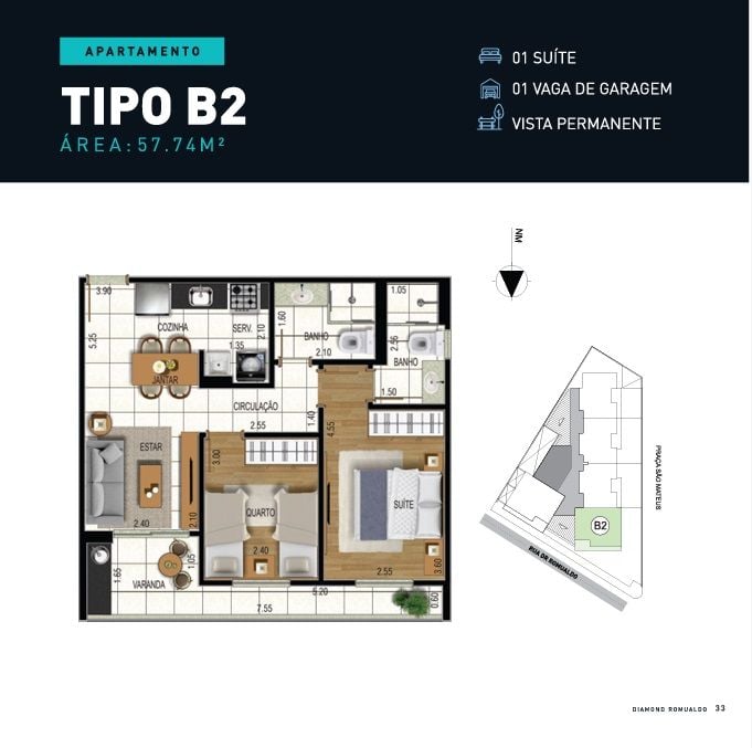 Foto do imóvel: Apartamento com 2 Quartos à Venda, 54 m² em Granbery - Juiz de Fora