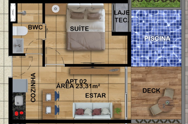 Imagem Apartamento com 1 Quarto à Venda, 25 m² em Cupe - Ipojuca