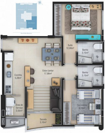 Imagem Apartamento com 2 Quartos à Venda,  em Centro - Criciúma