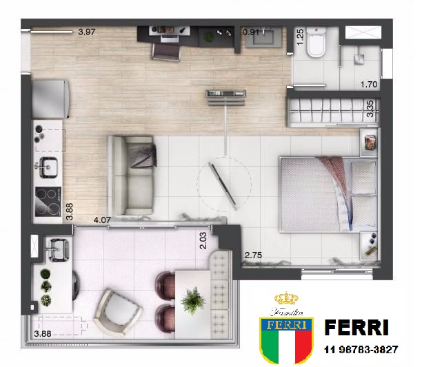 Imagem Apartamento com 1 Quarto para Alugar, 41 m²em Cidade Monções - São Paulo