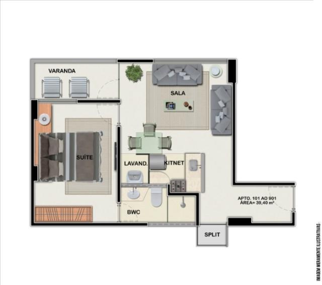 Foto do imóvel: Flat com 1 Quarto à Venda, 39 m²em Madalena - Recife