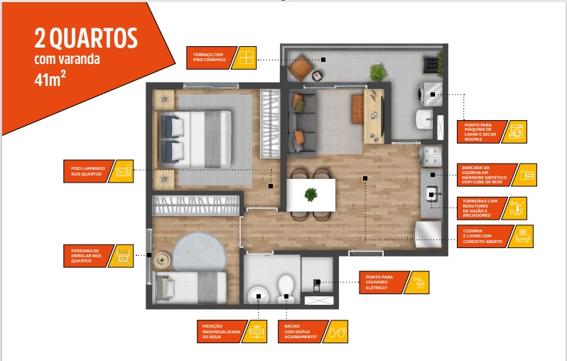 Apartamento com 2 Quartos à Venda, 41 m²em Bom Retiro - São Paulo