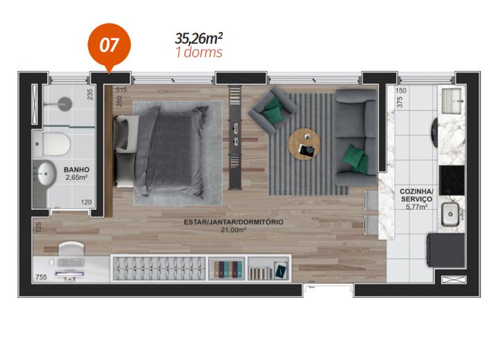 Imagem Apartamento com 1 Quarto à Venda, 35 m² em Centro - Caxias Do Sul