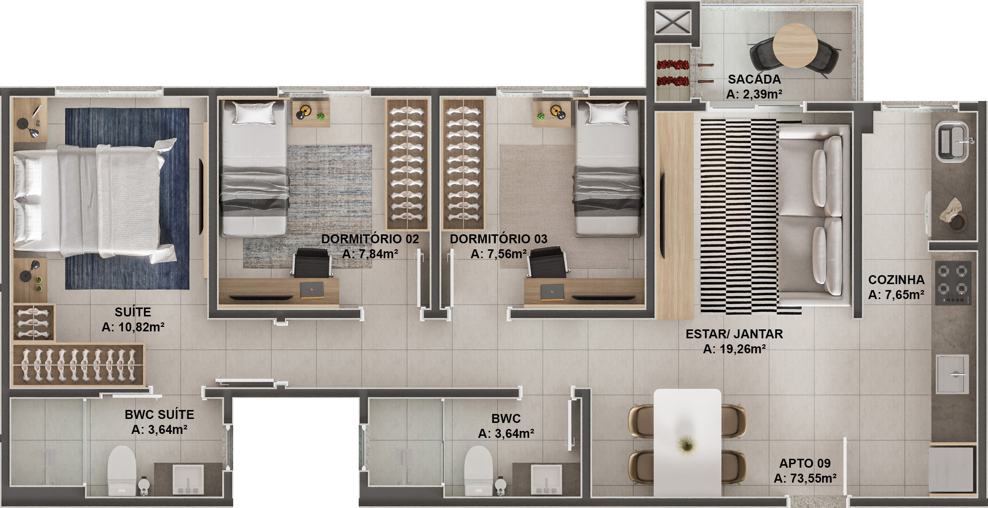Imagem Apartamento com 2 Quartos à Venda, 55 m²em Humaitá - Tubarão