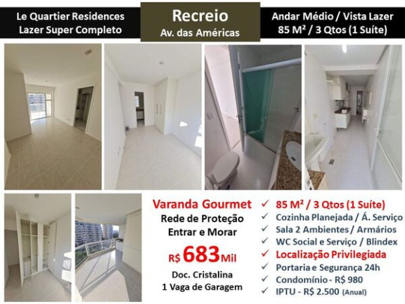 Imagem Apartamento com 3 Quartos à Venda, 85 m² em Recreio dos Bandeirantes - Rio de Janeiro