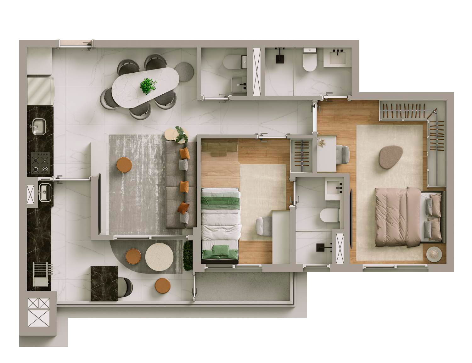 Imagem Apartamento com 2 Quartos à Venda, 67 m²em Aldeia - Barueri