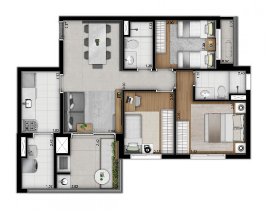 Apartamento com 2 Quartos à Venda, 64 m² em Vila Monte Alegre - São Paulo