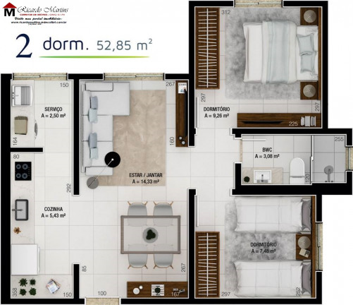 Imagem Apartamento com 2 Quartos à Venda, 52 m² em Cristo Rei - Içara