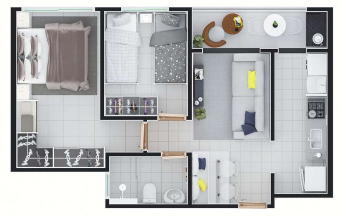 Apartamento com 2 Quartos à Venda, 50 m² em Vila Barcelona - Sorocaba