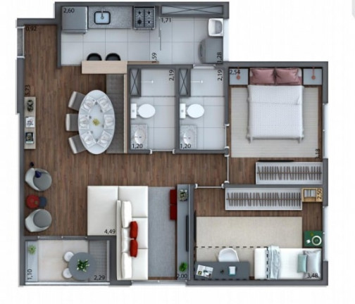 Foto do imóvel: Apartamento com 3 Quartos à Venda, 58 m² em Campininha - São Paulo