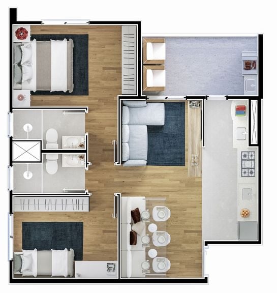 Imagem Apartamento com 2 Quartos à Venda, 58 m² em Jardim Santa Clara Do Lago I - Hortolândia