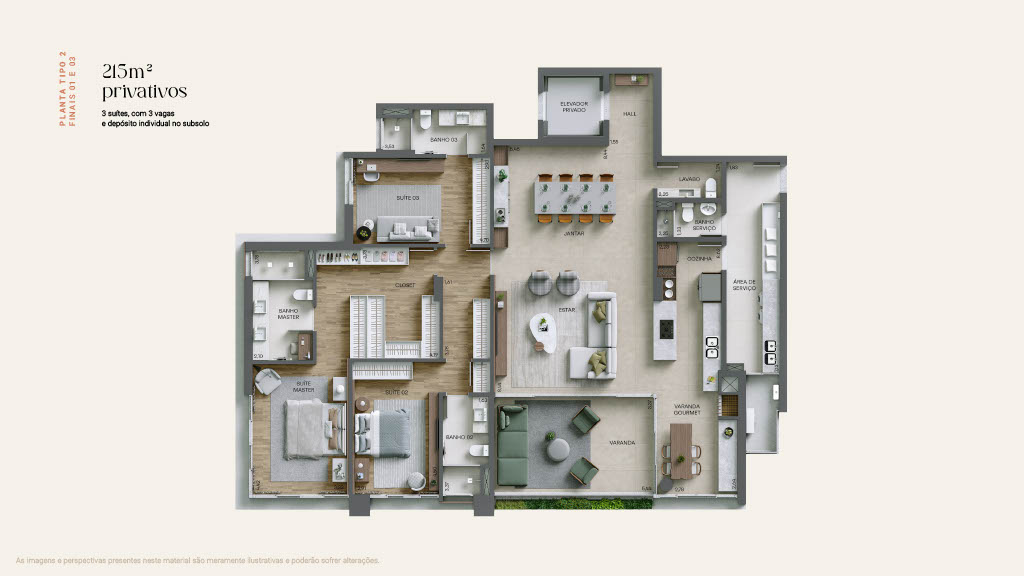 Apartamento com 3 Quartos à Venda, 215 m²em Cabral - Curitiba