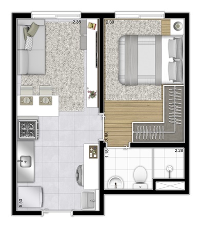 Imagem Apartamento com 2 Quartos à Venda, 33 m²em Várzea da Barra Funda - São Paulo