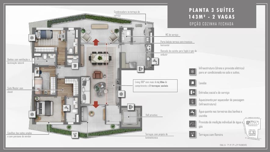 Foto do imóvel: Apartamento com 3 Quartos à Venda, 143 m² em Vila Olímpia - São Paulo