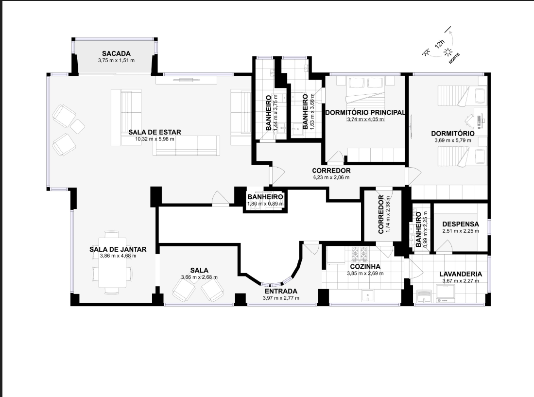 Apartamento com 2 Quartos à Venda, 210 m²em Pacaembu - São Paulo