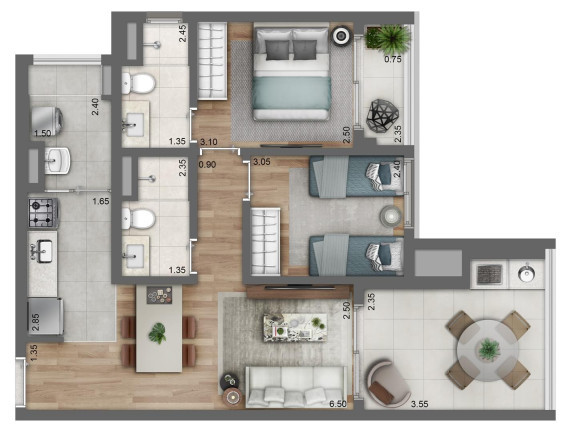 Apartamento com 2 Quartos à Venda, 70 m²em Perdizes - São Paulo