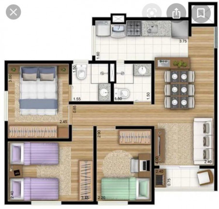 Imagem Apartamento com 3 Quartos à Venda, 57 m² em Campo Limpo - São Paulo