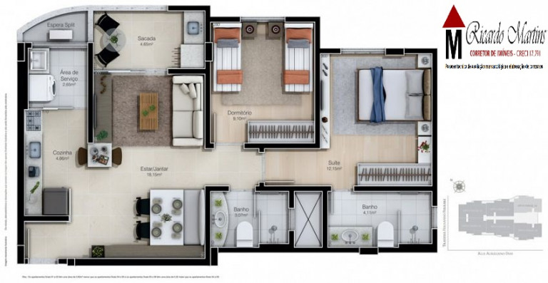 Imagem Apartamento com 2 Quartos à Venda, 69 m² em São Cristóvão - Criciúma