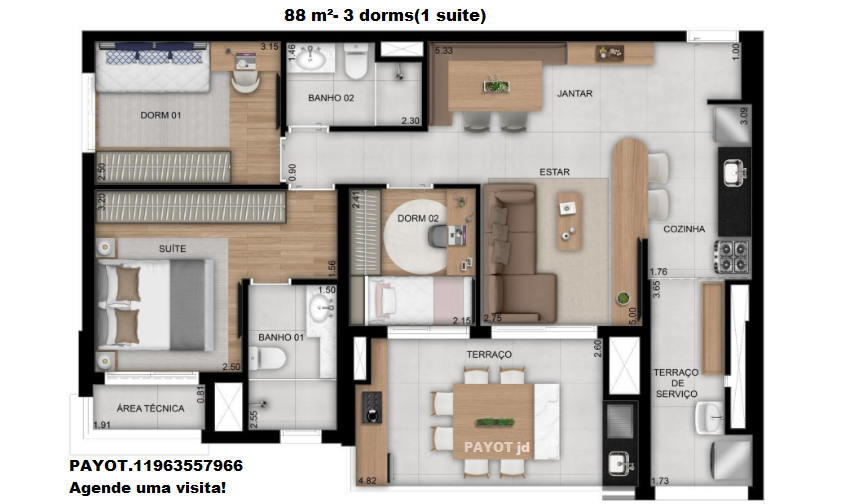 Apartamento com 3 Quartos à Venda, 88 m²em Vila Ema - São Paulo