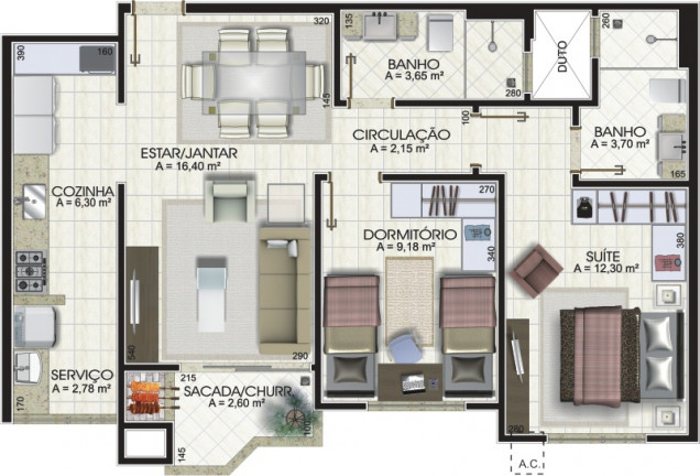 Imagem Apartamento com 3 Quartos à Venda, 114 m² em Michel - Criciúma